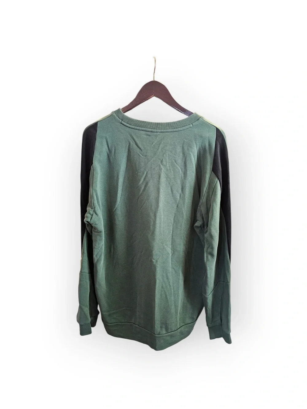 adidas Mens Large Green Black Colorblock Oversized Logo Crewneck Sweatshirt